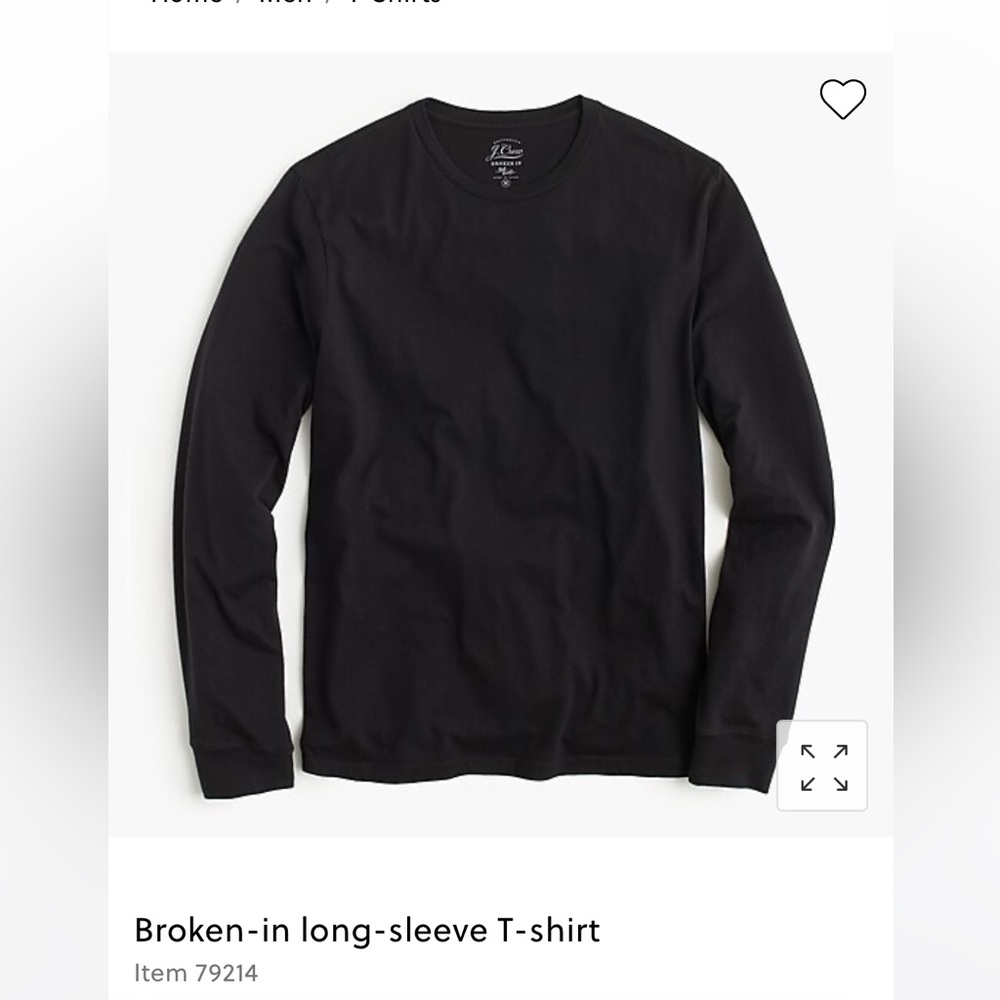 J.Crew men’s broken in long sleeve T-shirt, old forest